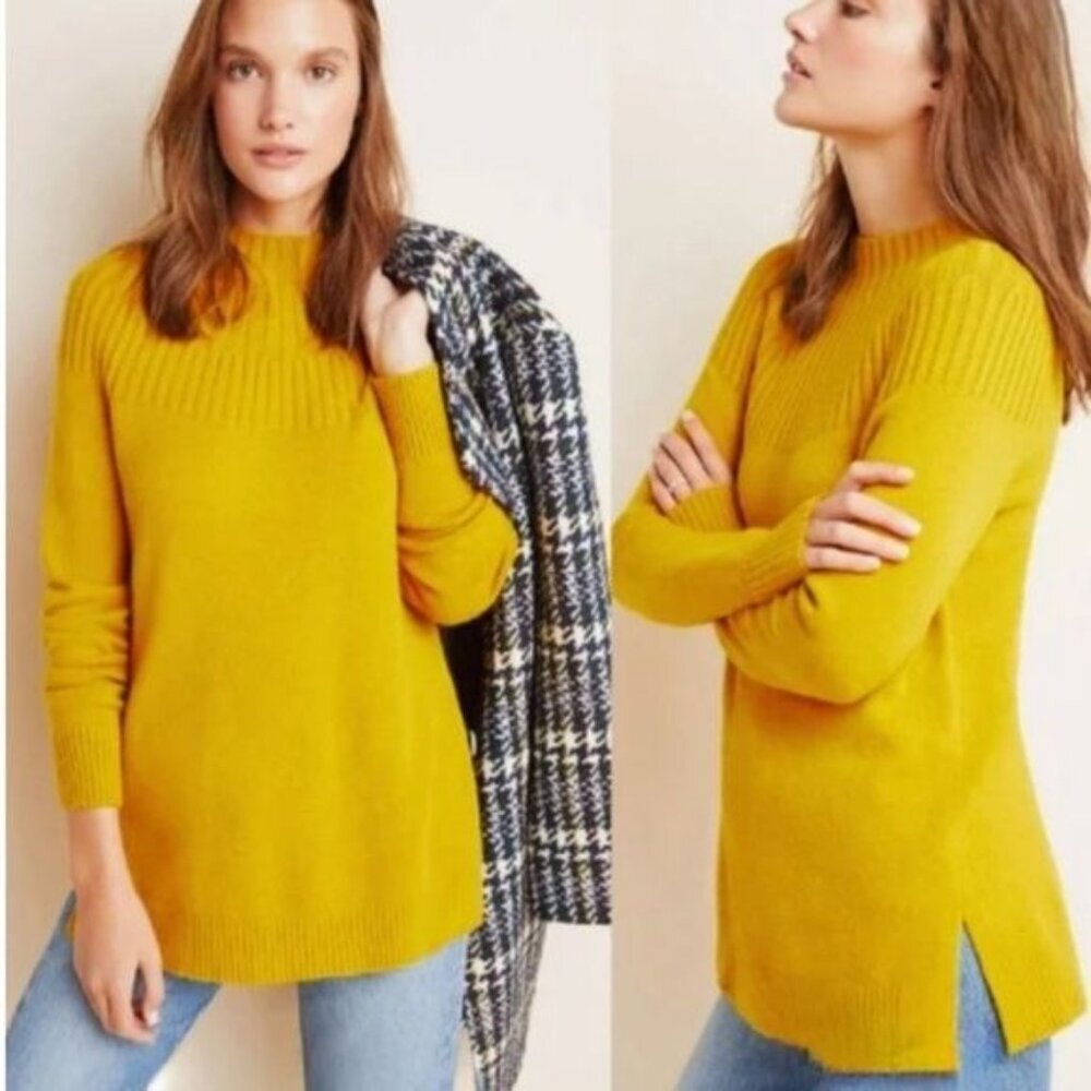 Anthropologie Welford Tunic Sweater Mustard‎ Yellow size XS